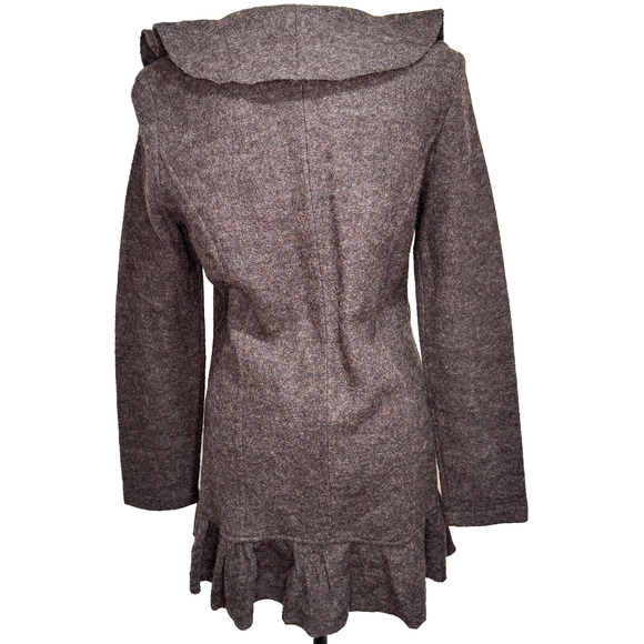 Cynthia Rowley Sweater Womens Size L Cardigan Brown Floral Overlay 100% Wool - Picture 2 of 8